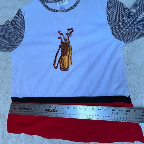 Adolfo Sport Womens Embroidered Golf Top Small White Red Long Sleeve Lightweight - Picture 7 of 8